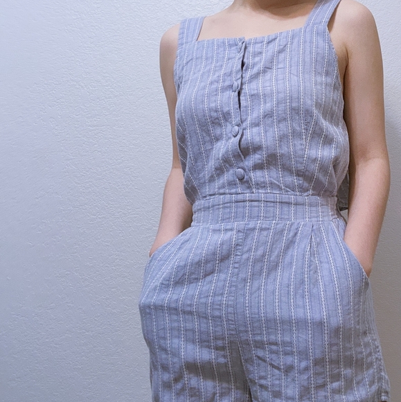 Strappy Pastel Blue Stripe Mini Romper - Picture 7 of 10